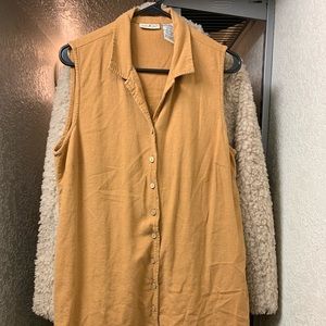 Terra-cotta linen blend dress